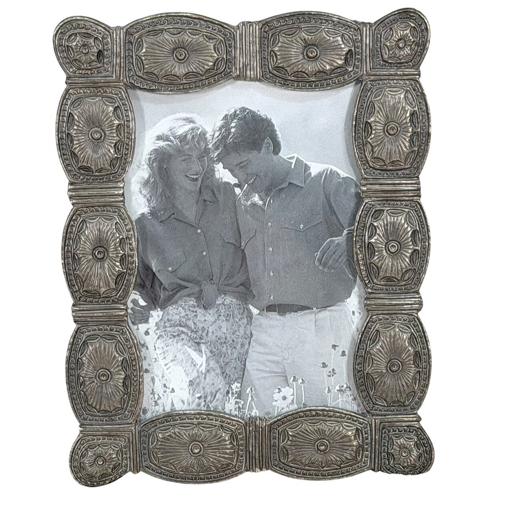 Barron Ornate Silver Tone Metal Picture Frame 3.5x5 Vintage Embossed
